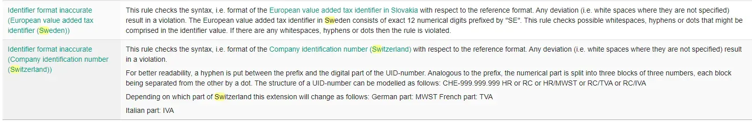 Examples of reference schema checks