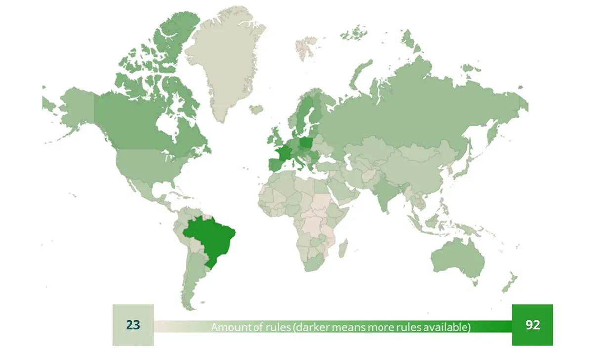 World map showing global coverage of CDQ data quality rules in 2023
