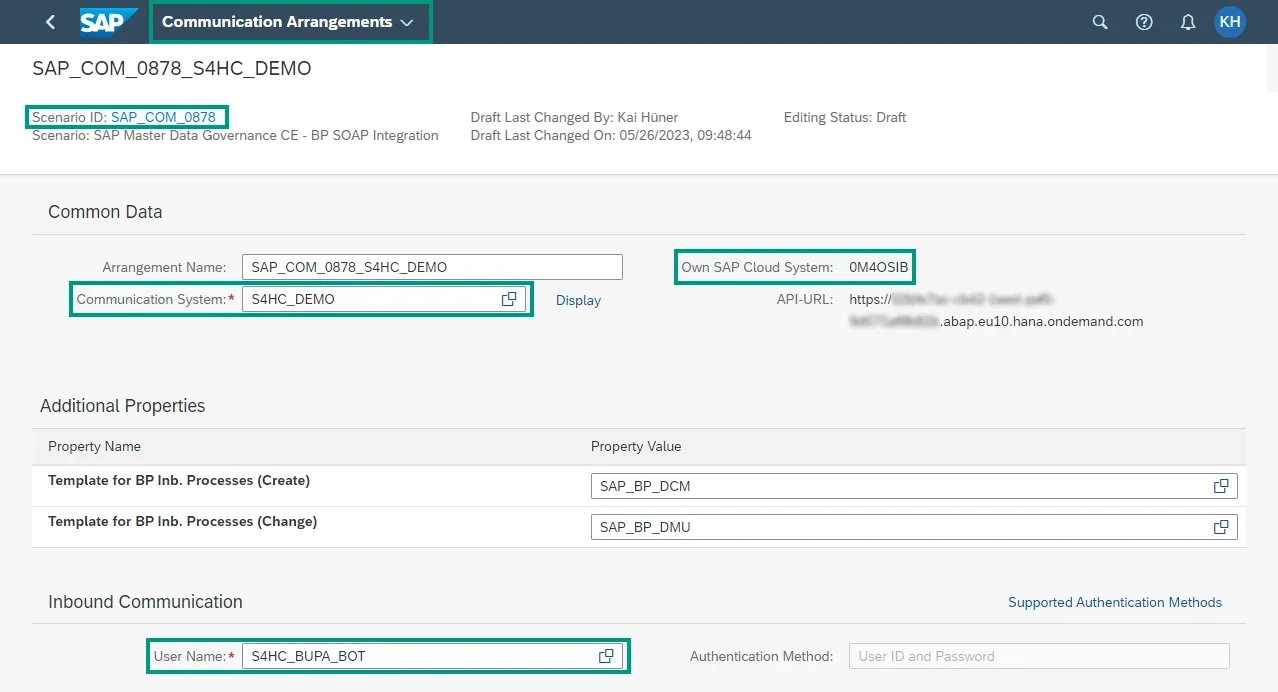 Communication Arrangement in MDG CE to enable SOAP web services for business partner data