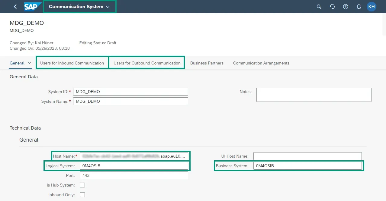Communication System in S/4HANA which represents your MDG CE