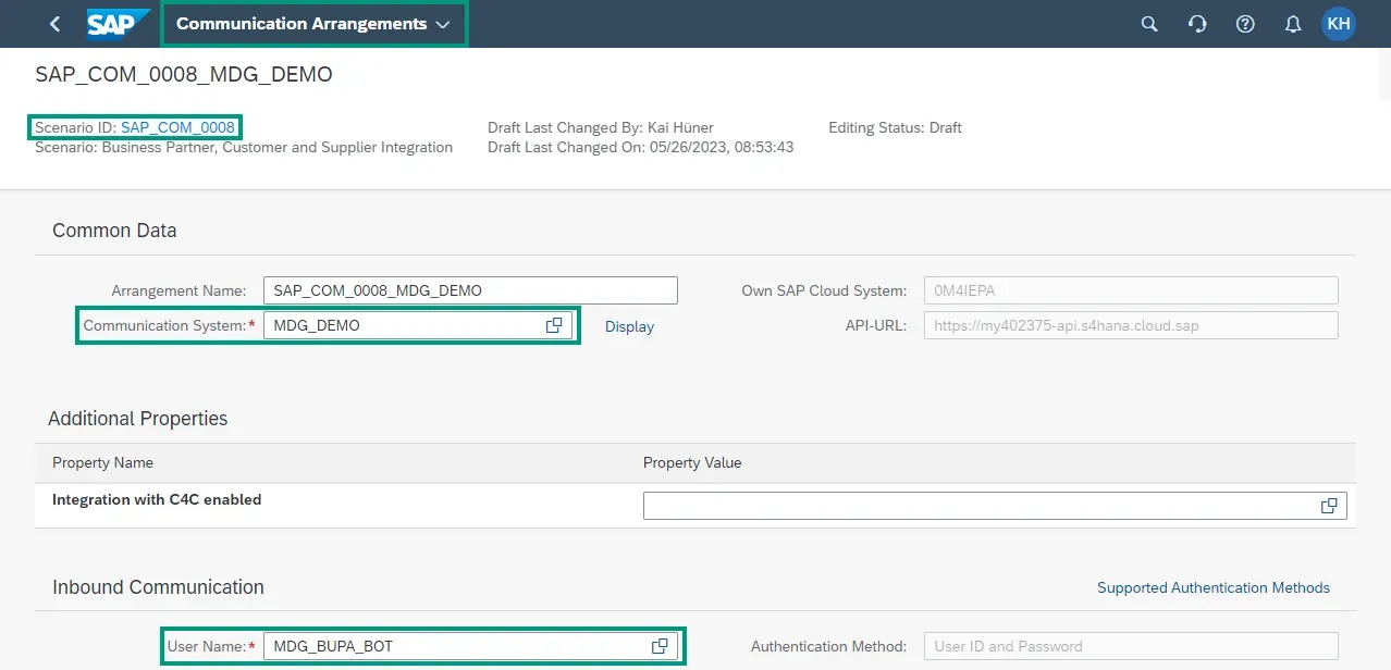 Communication Arrangement in S/4HANA to enable SOAP web services for business partner data